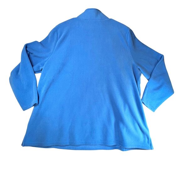 Quacker Factory XL Blue Fleece Pullover Rhinestone Snowflake Design Quarter Zip - Picture 4 of 12